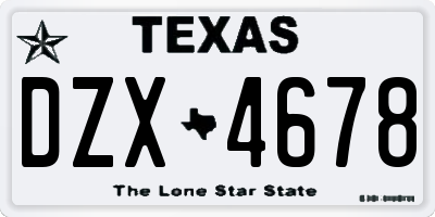 TX license plate DZX4678