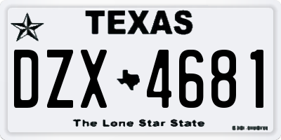 TX license plate DZX4681