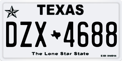 TX license plate DZX4688