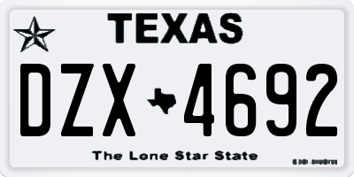 TX license plate DZX4692