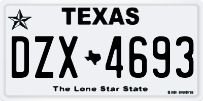 TX license plate DZX4693
