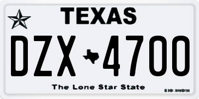 TX license plate DZX4700