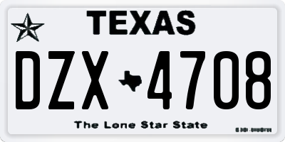 TX license plate DZX4708