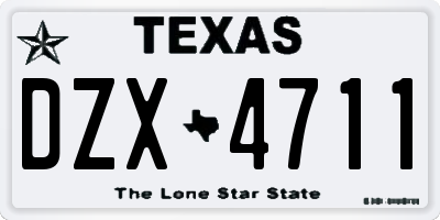 TX license plate DZX4711