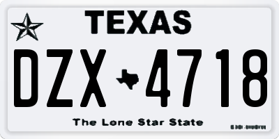 TX license plate DZX4718