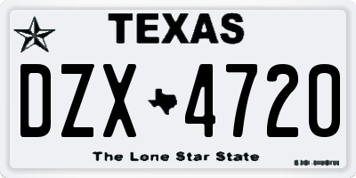 TX license plate DZX4720