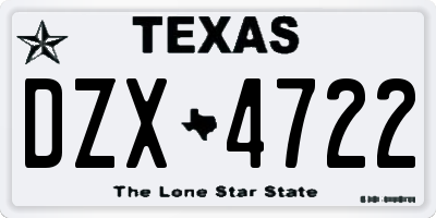 TX license plate DZX4722