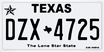 TX license plate DZX4725