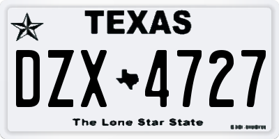 TX license plate DZX4727