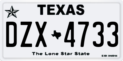 TX license plate DZX4733