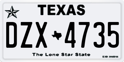 TX license plate DZX4735