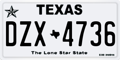 TX license plate DZX4736