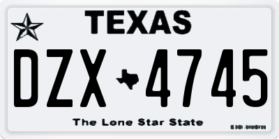 TX license plate DZX4745