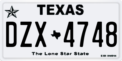 TX license plate DZX4748