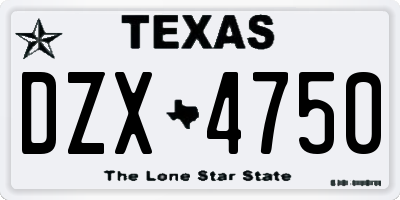 TX license plate DZX4750
