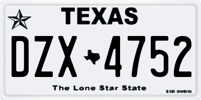 TX license plate DZX4752
