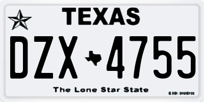TX license plate DZX4755