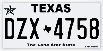 TX license plate DZX4758