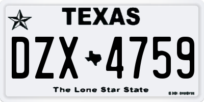 TX license plate DZX4759