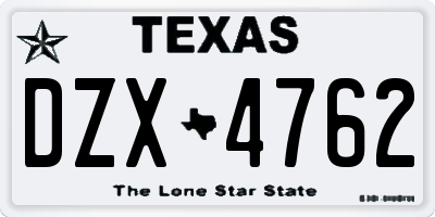 TX license plate DZX4762