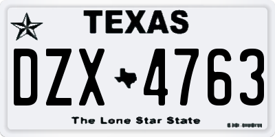 TX license plate DZX4763