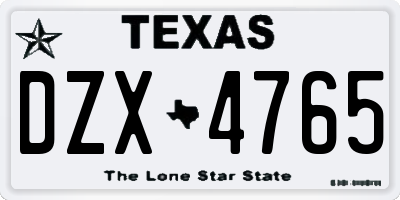 TX license plate DZX4765