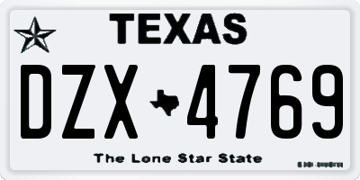 TX license plate DZX4769