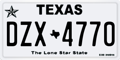 TX license plate DZX4770
