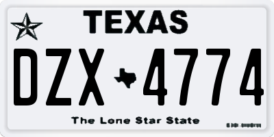 TX license plate DZX4774