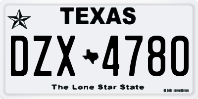 TX license plate DZX4780