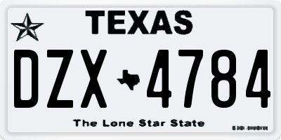 TX license plate DZX4784