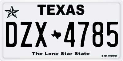 TX license plate DZX4785