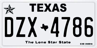 TX license plate DZX4786