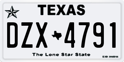 TX license plate DZX4791