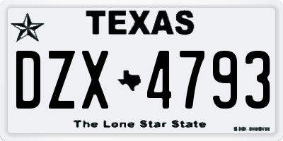 TX license plate DZX4793
