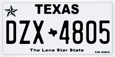 TX license plate DZX4805