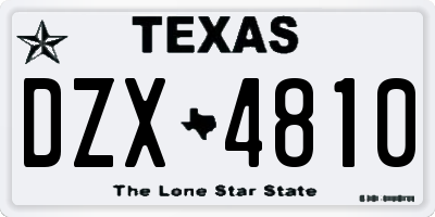TX license plate DZX4810