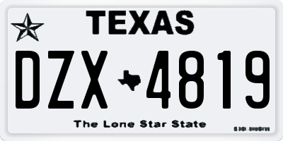 TX license plate DZX4819