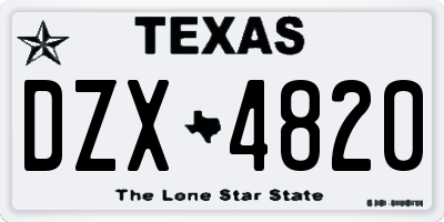TX license plate DZX4820
