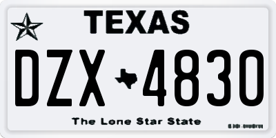 TX license plate DZX4830