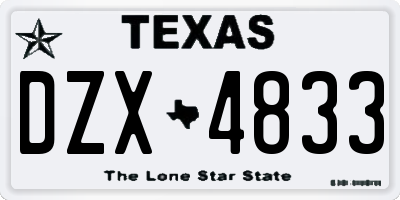 TX license plate DZX4833