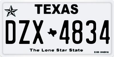 TX license plate DZX4834
