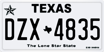 TX license plate DZX4835