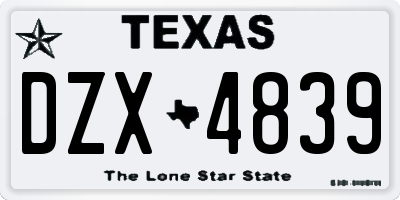TX license plate DZX4839