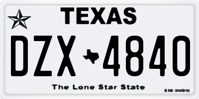 TX license plate DZX4840
