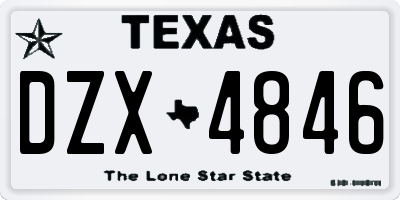 TX license plate DZX4846