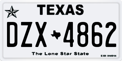 TX license plate DZX4862