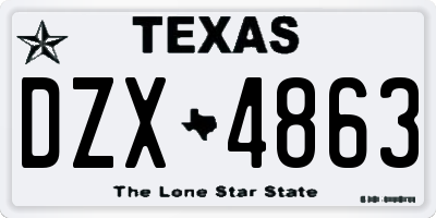 TX license plate DZX4863