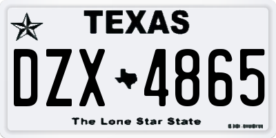 TX license plate DZX4865