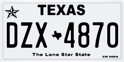 TX license plate DZX4870